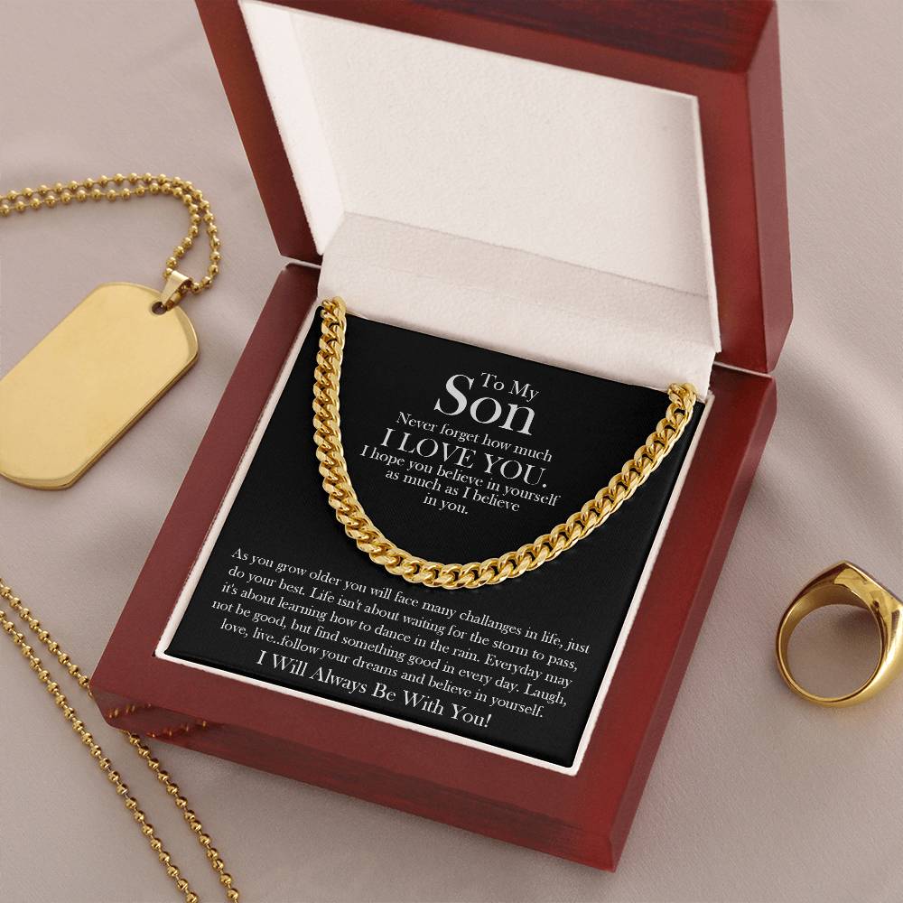 To My Son Gift From Mom Dad Son Chain Necklace Son Birthday Graduation Jewelry Gift Cuban Link Chain