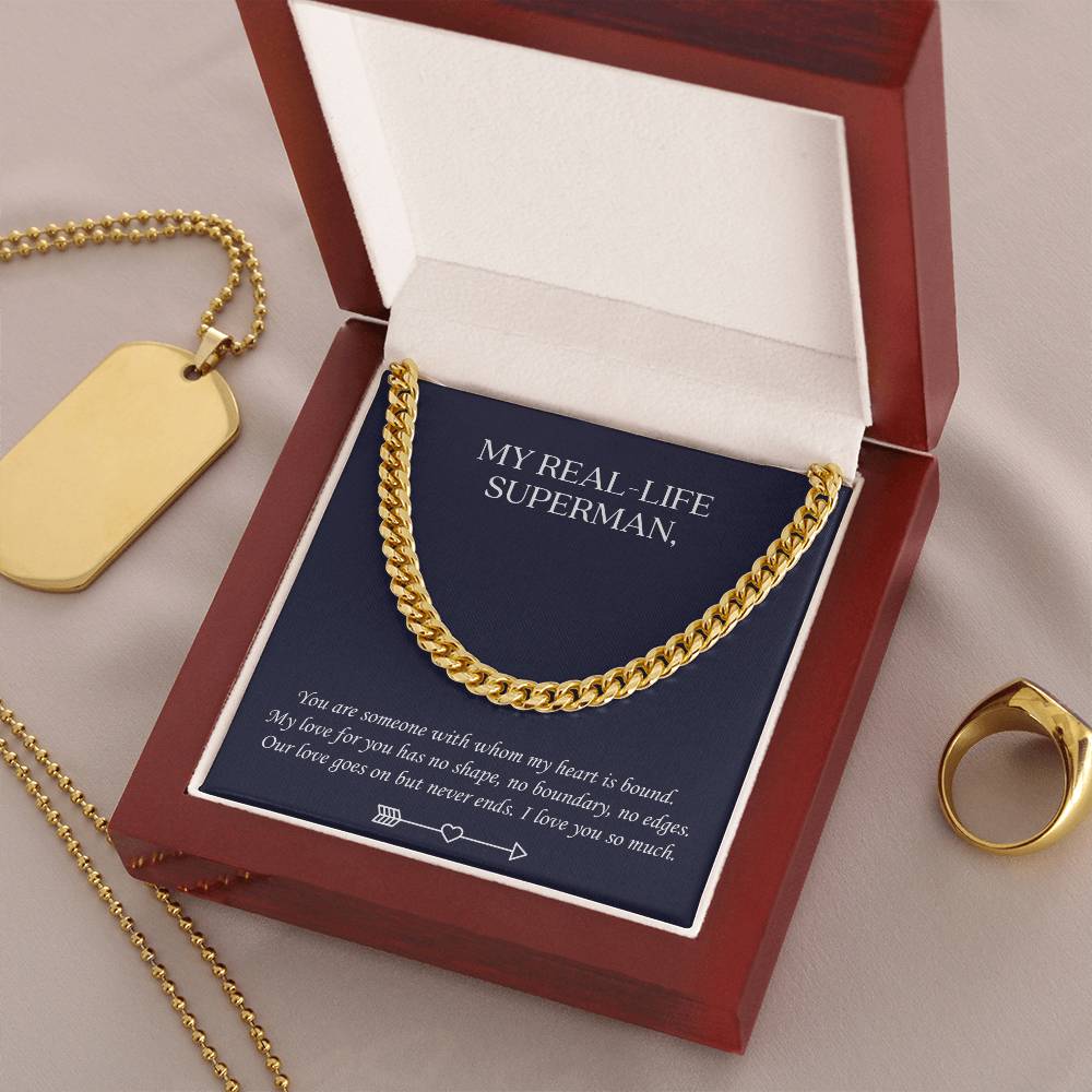 Valentine's Gift For Husbandboyfriend - Our Love Goes On But Never Ends. I Love You So Much. Cuban Link Chain