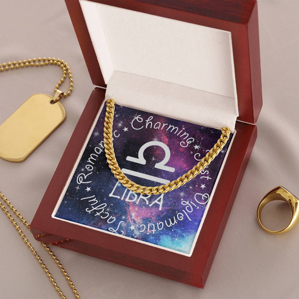 Cuban Link Chain Necklace - Libra Theme