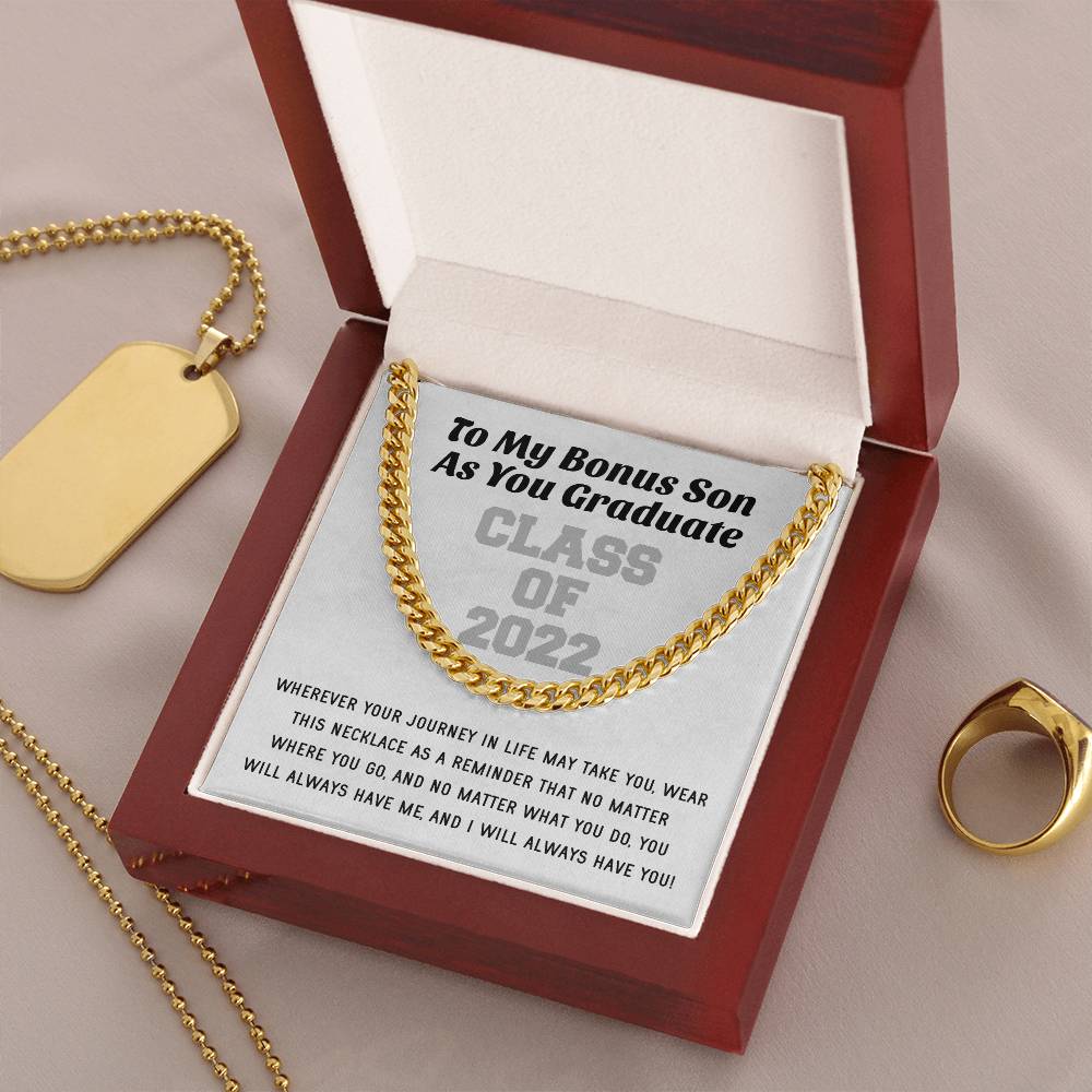 Bonus Son Graduation Class Of 2022 High School Graduation College Graduation Gift For Step Son Mens Gold Cuban Link Ch Cuban Link Chain