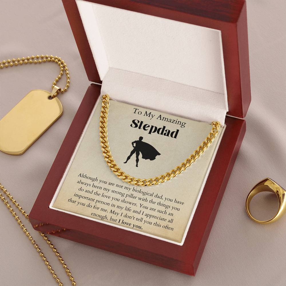 Fathers Day Gift For Stepdad. Stepdad Gift. Birthday Gift For Stepdad. I Love You Stepdad. Stepdad Gift On Fathers Day Cuban Link Chain