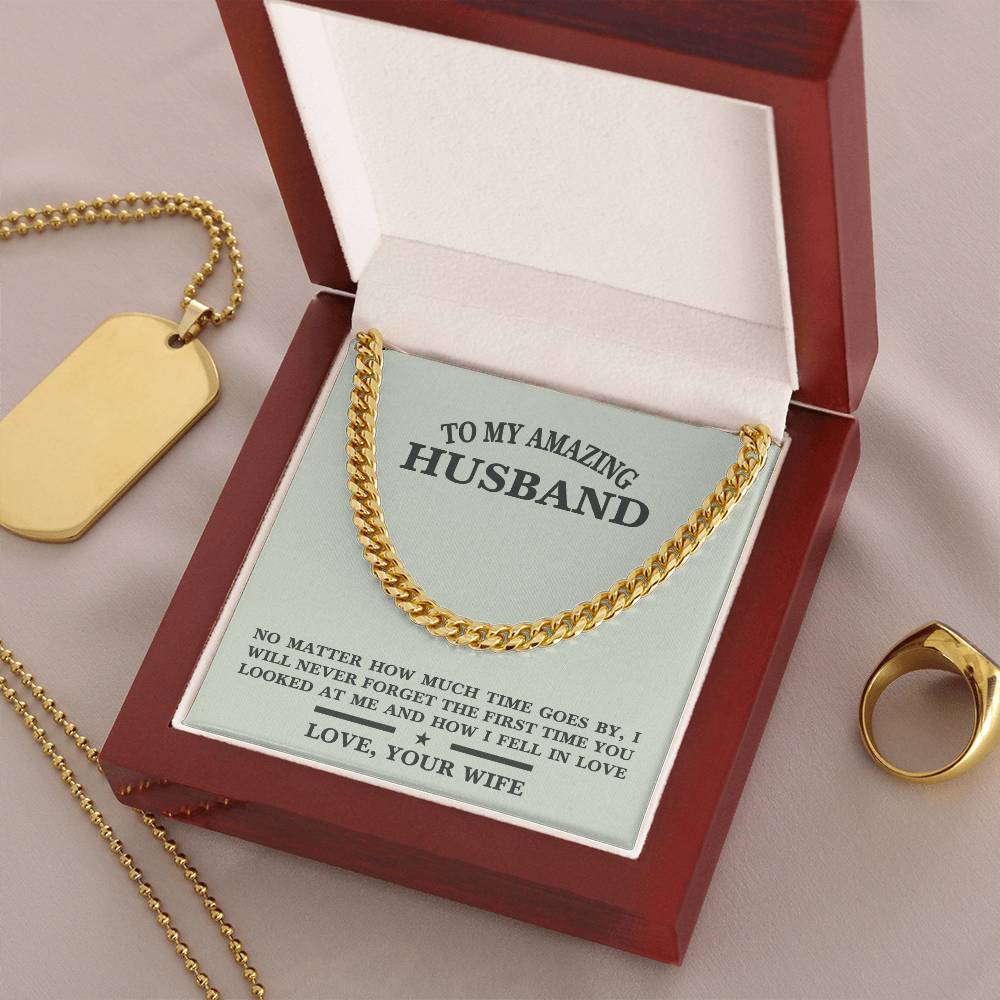 For Husband- Birthday  Anniversary Gift  Message Card Jewelry Cuban Link Chain