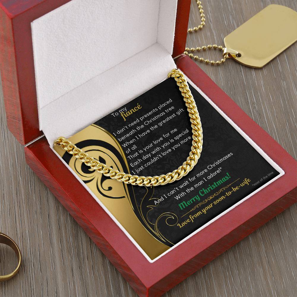 To My Fiancé Christmas Cuban Link Chain Necklace