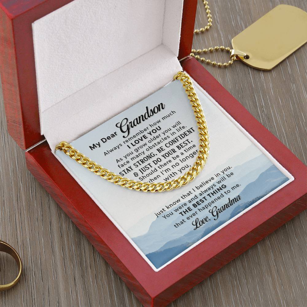 To My Grandson ❤️  Cuban Link Chain Necklace