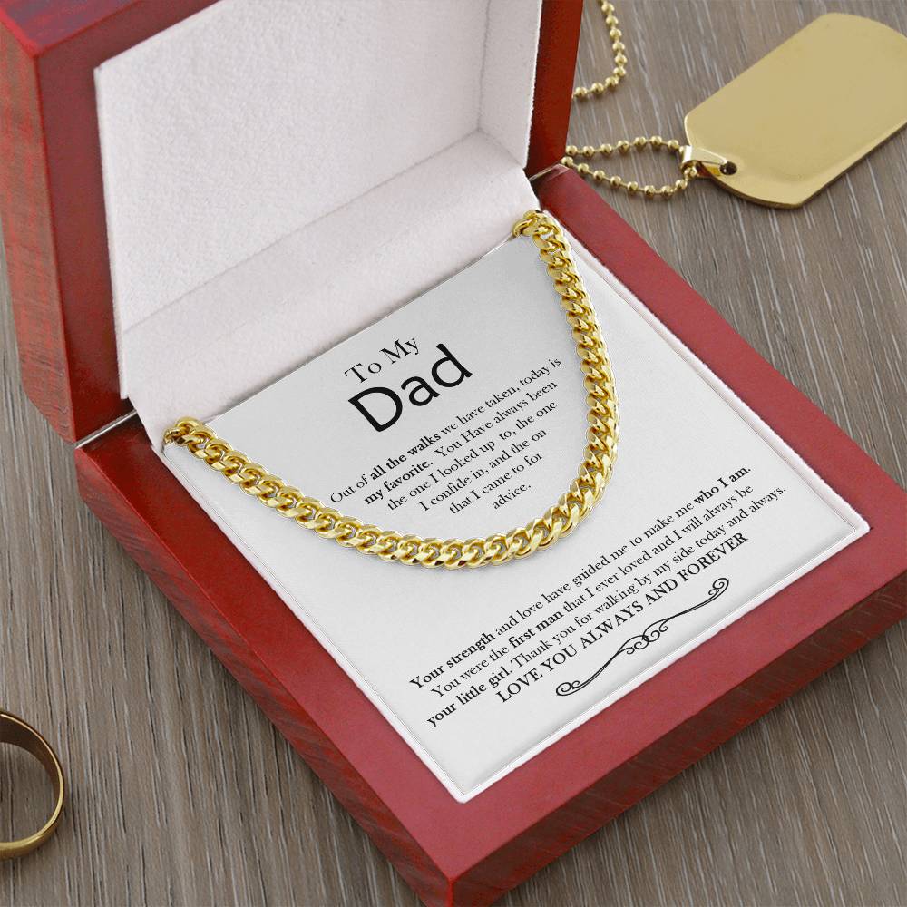 Gift For Dad From Daughter Thank You Dad To My Dad Necklace Gift For Dad On Wedding Day From Daughter Cuban Link Chain