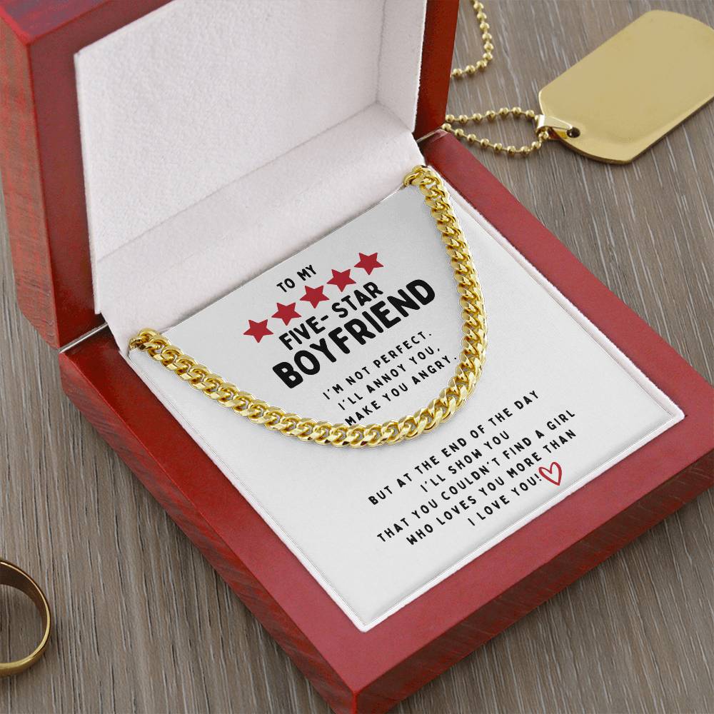To My Five Star Boyfriend I Love Younecklace Cuban Link Chain