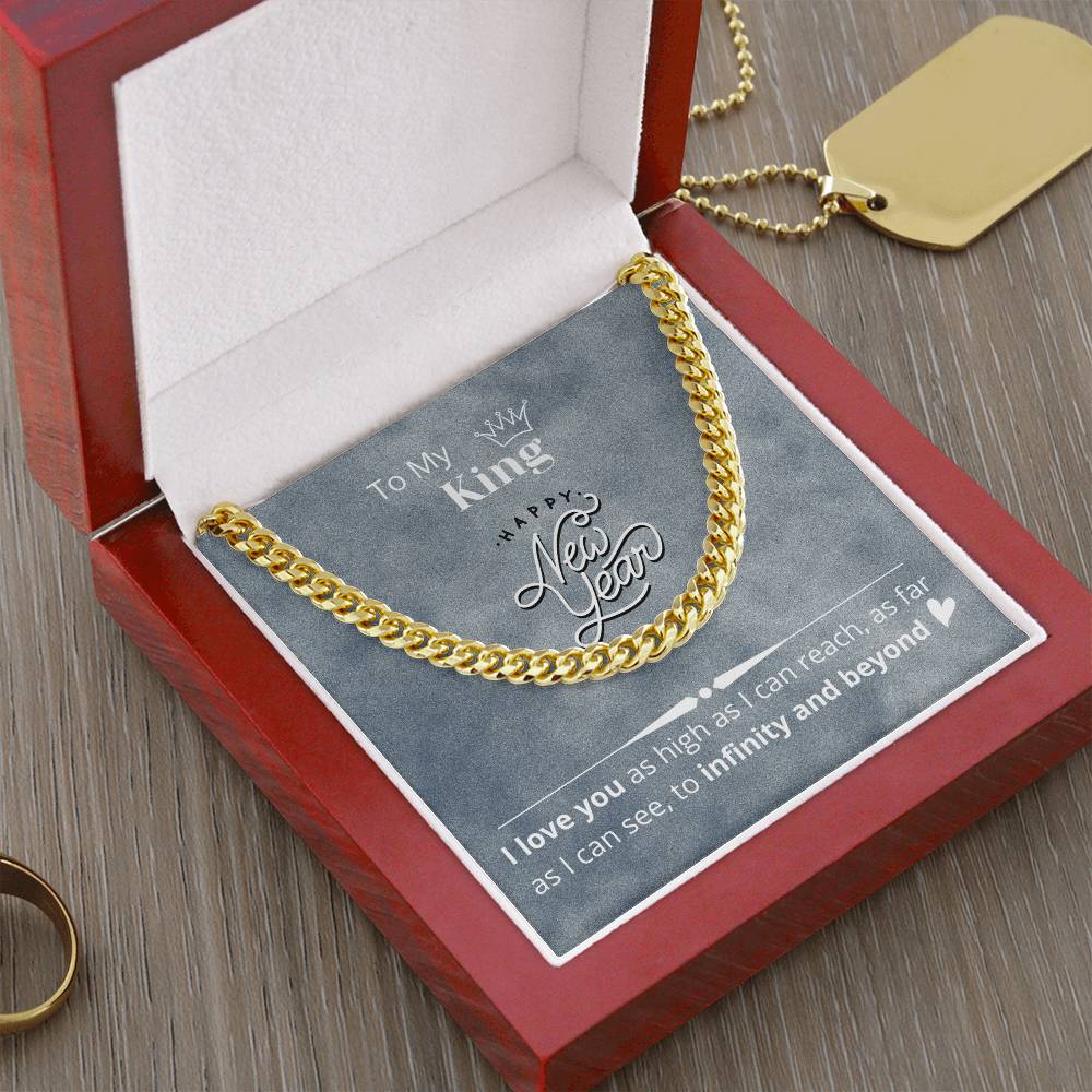 Necklace Gift For Boyfriend Husband  Happy New Year Gift Message Card Cuban Link Chain