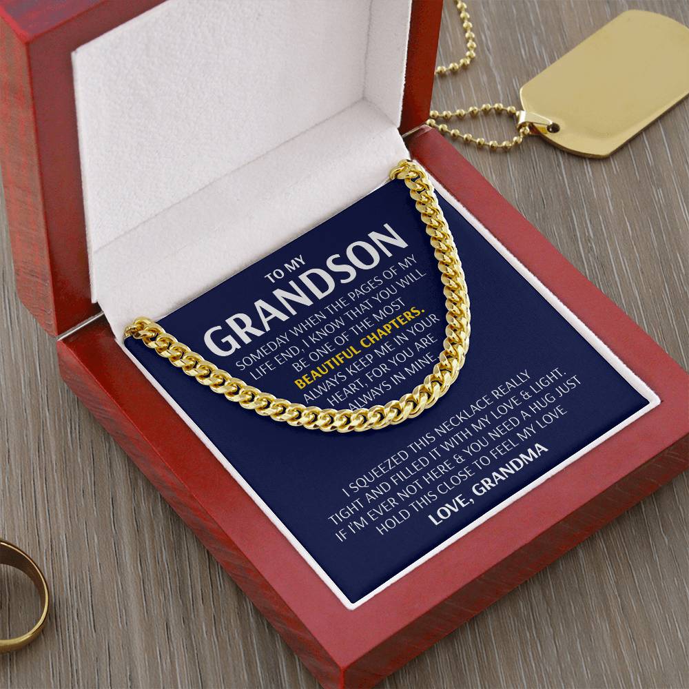 To My Grandson - Beautiful Chapters  Cuban Link Chain Necklace
