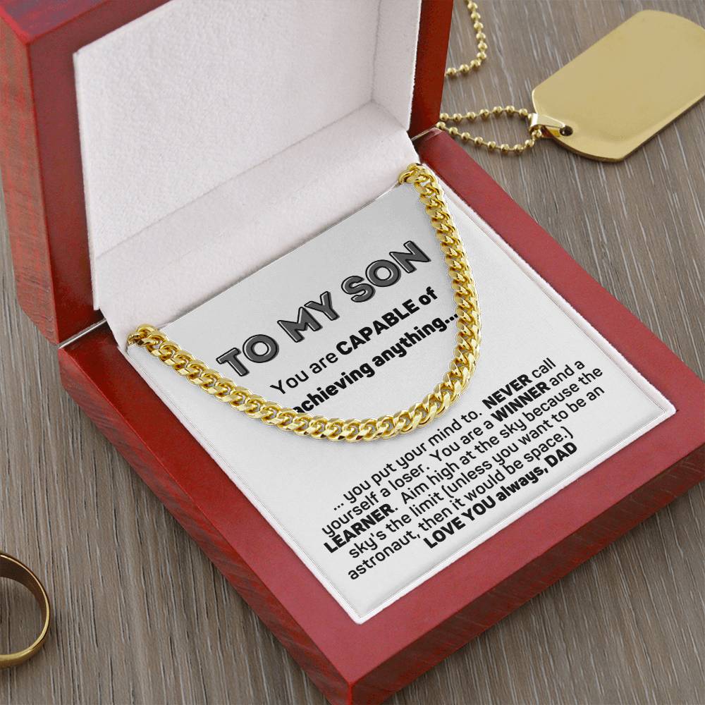 To My Son Cuban Chain Necklace Gift From Dad Cuban Link Chain