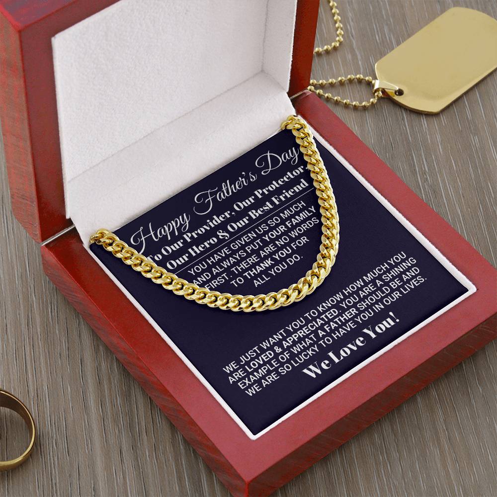 Our World Father's Day Necklace Cuban Link Chain