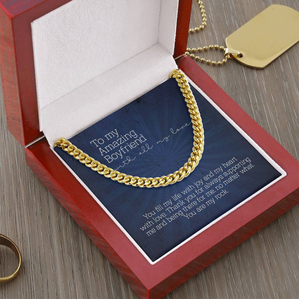 To My Amazing Boyfriend Cuban Link Chain Necklace From Girlfriend Gift For Him