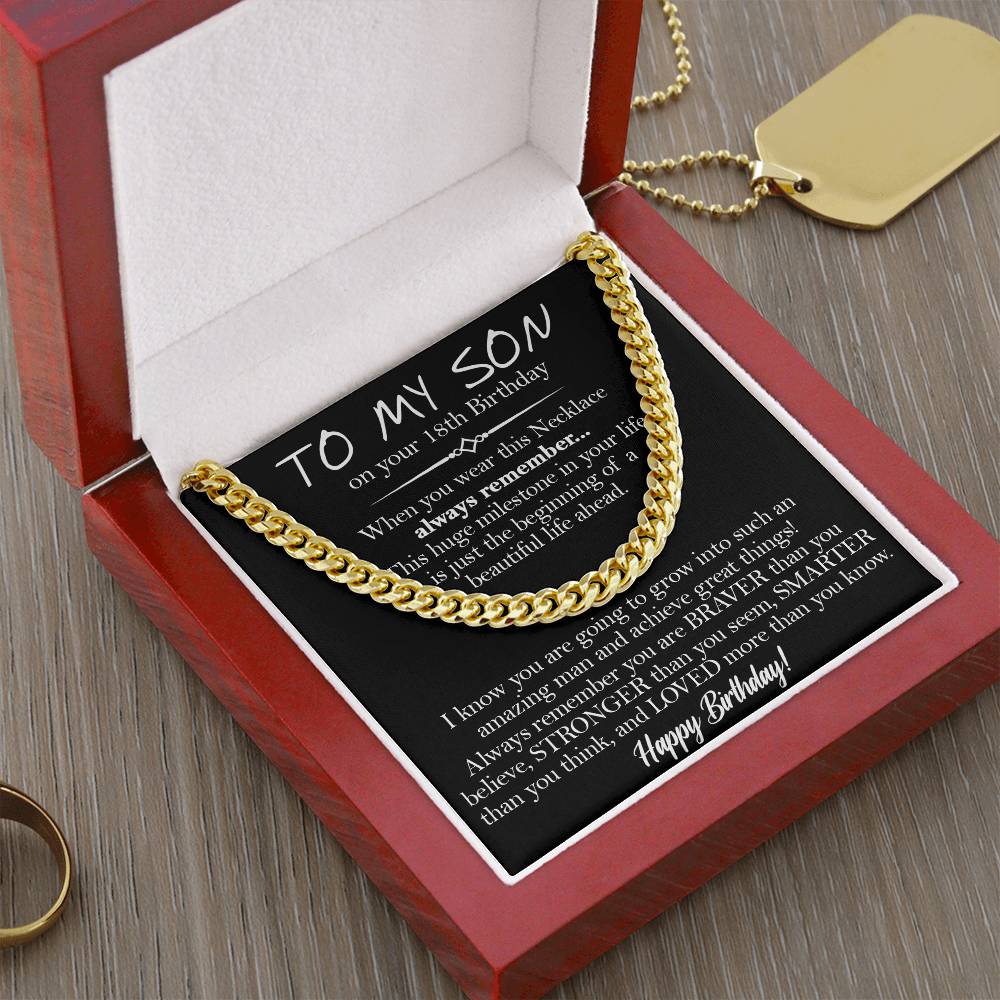 18Th Birthday Gift For Son To My Son 18Th Birthday Cuban Chain Necklace Keepsake 18Th Birthday Gift For Him Cuban Link Chain