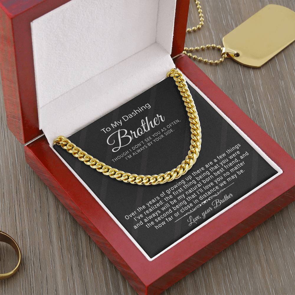 Special Gift For Brother From Brother - Cuban Link Chain Necklace With Message
