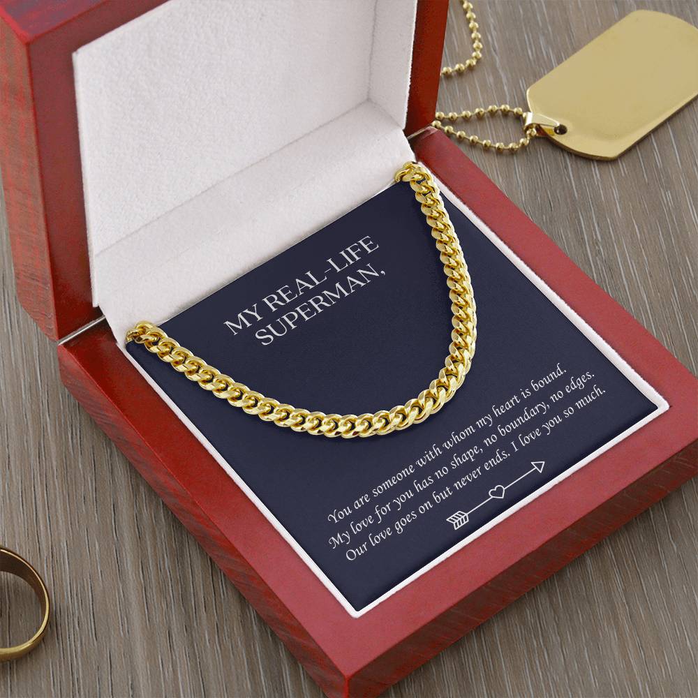 Valentine's Gift For Husbandboyfriend - Our Love Goes On But Never Ends. I Love You So Much. Cuban Link Chain