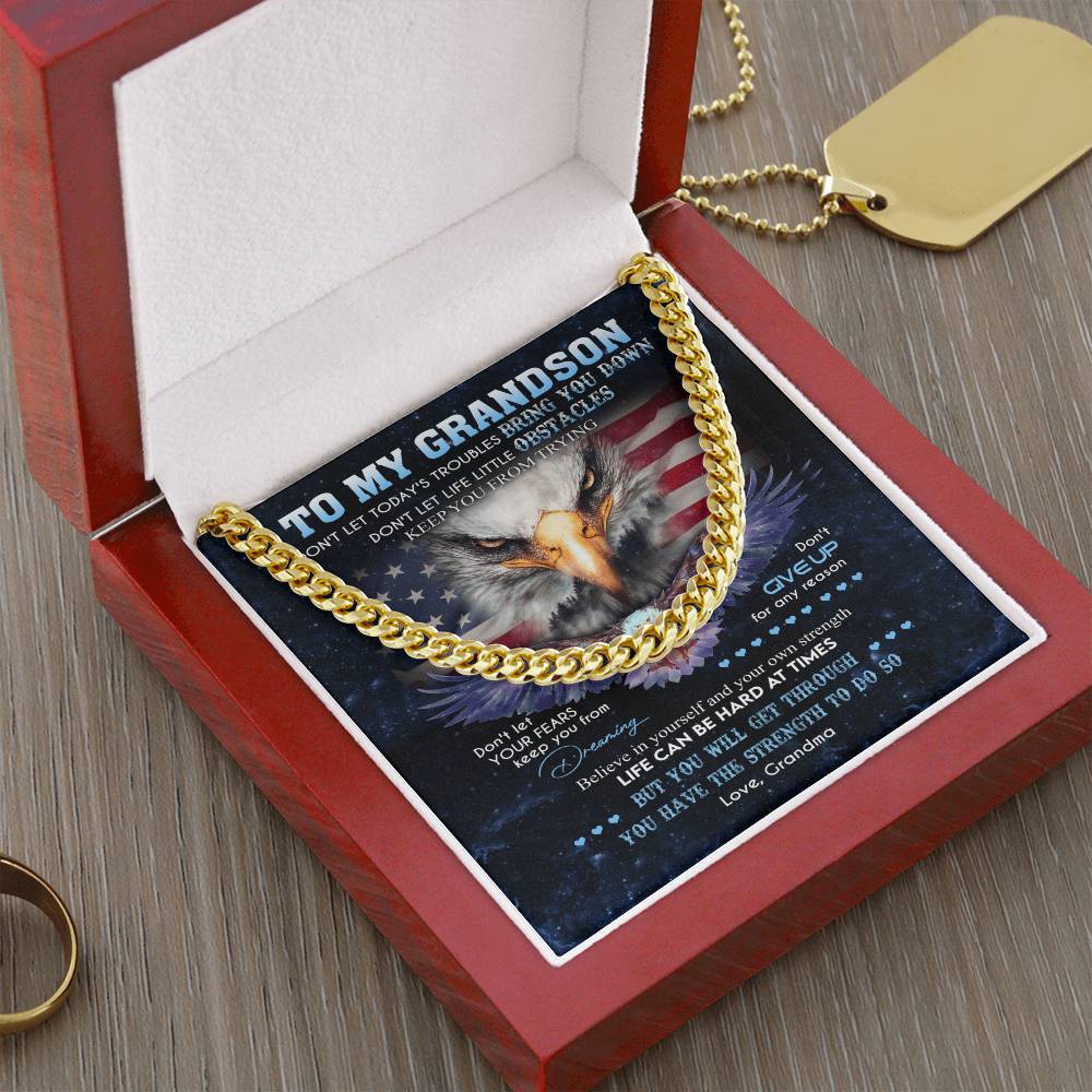 To My Grandson Cuban Link Necklace Cuban Link Chain