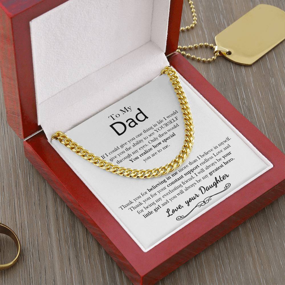 To My Dad Chain Necklace Personalized Gift For Dad From Daughter Birthday Gift For Dad Father's Day Gift Cuban Link Chain