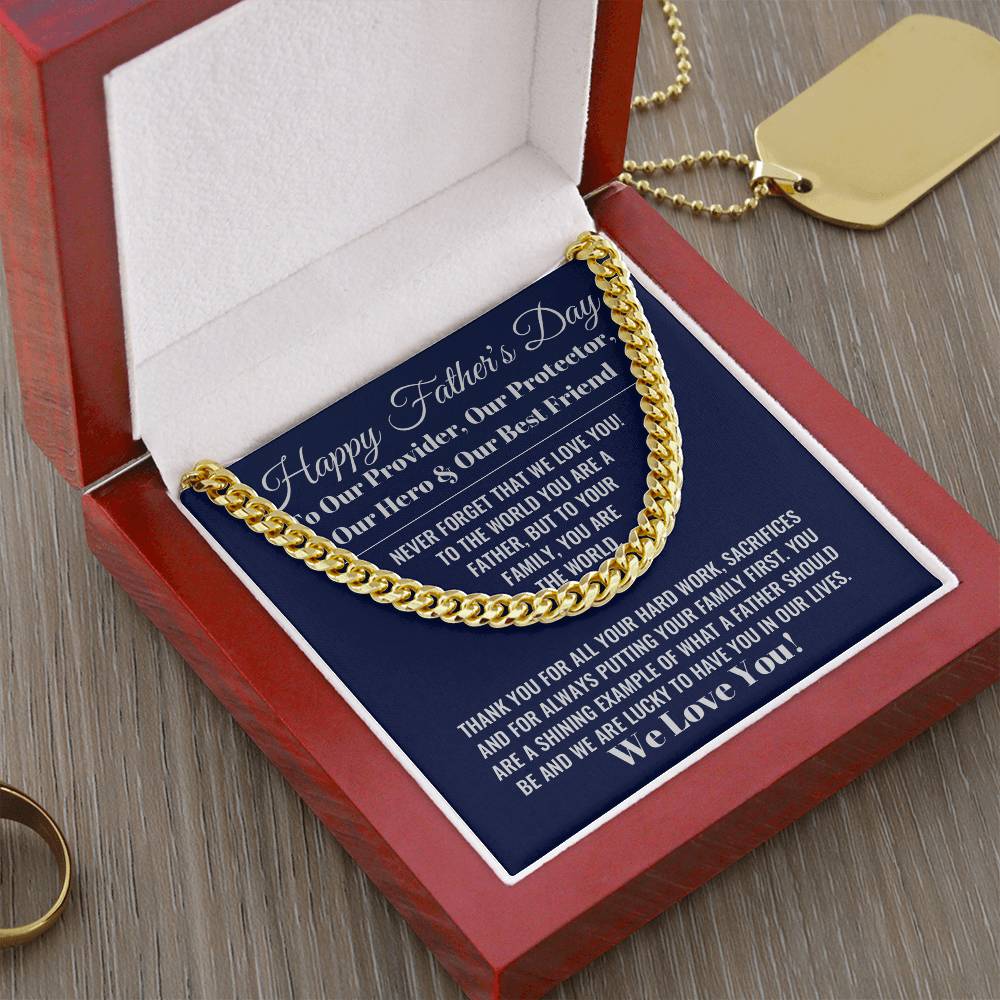 Our World Father's Day Necklace Cuban Link Chain