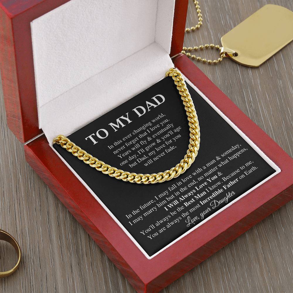 To My Dad Cuban Chain Necklace Gift For Dad From Daughter Father's Day Gift Sentimental Birthday Gift For Dad Cuban Link Chain