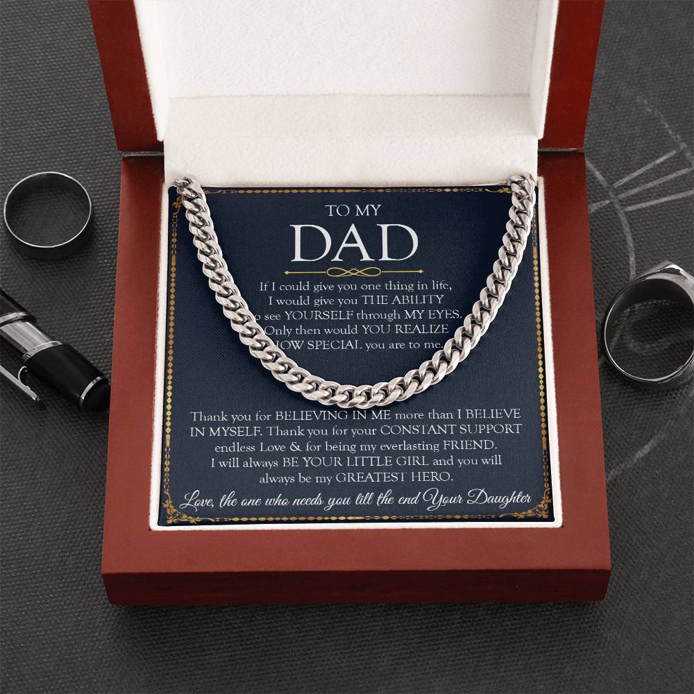 Father's Day Gift For Dad Dad Necklace Gift From Daughter To My Dad Necklace Dad Birthday Gift Cuban Link Chain