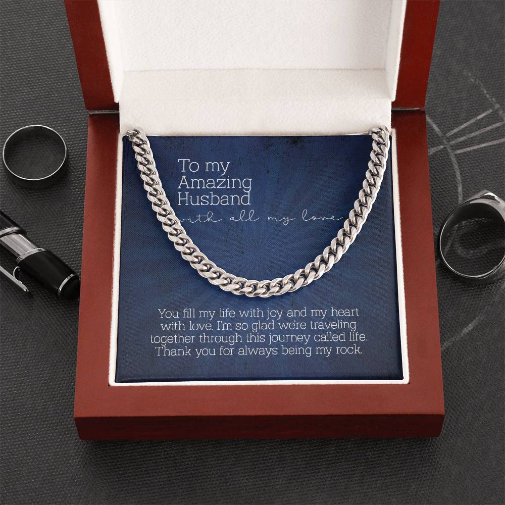 To My Amazing Husband Cuban Link Chain Necklace Gift For Husband From Wife