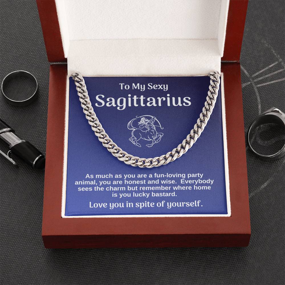 My Sexy Sagittarius Cuban Chain Link Necklace Gift From Wife Cuban Link Chain
