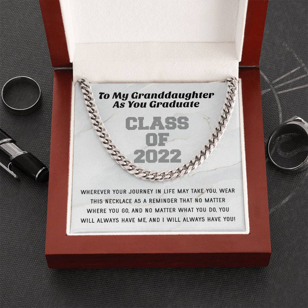 Class Of 2022 High School Grad College Graduation Gift For Granddaughter Trendy Womens Gold Cuban Link Chain Necklace