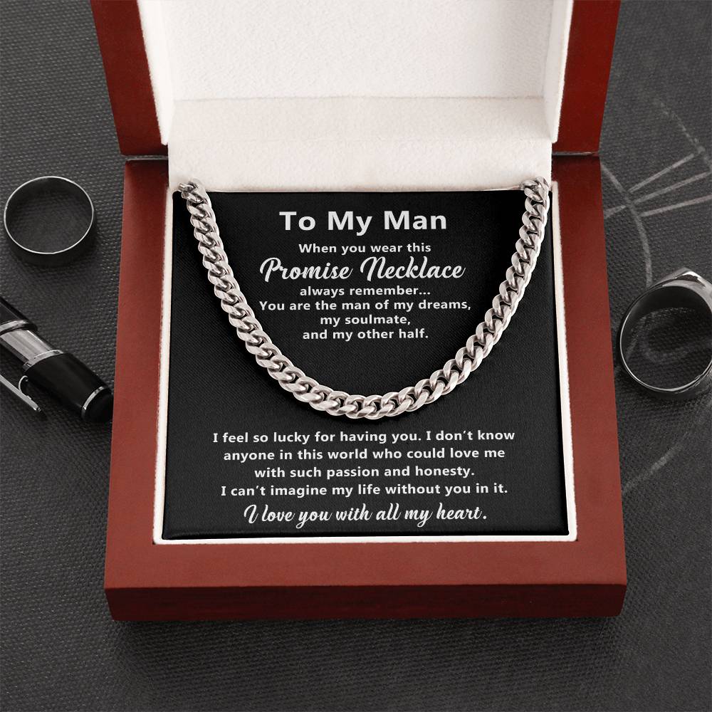 To My Man Promise Necklace Cuban Chain For Him Cuban Link Chain