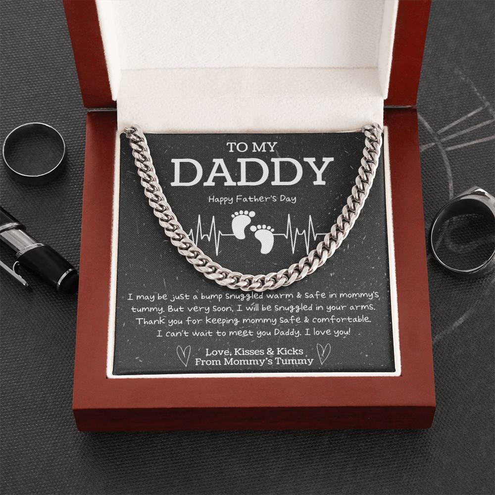 New Dad Fathers Day Gift First Time New Dad Gift New Daddy Gift From Bump Daddy To Be Cuban Chain Gift From Baby Bump Cuban Link Chain