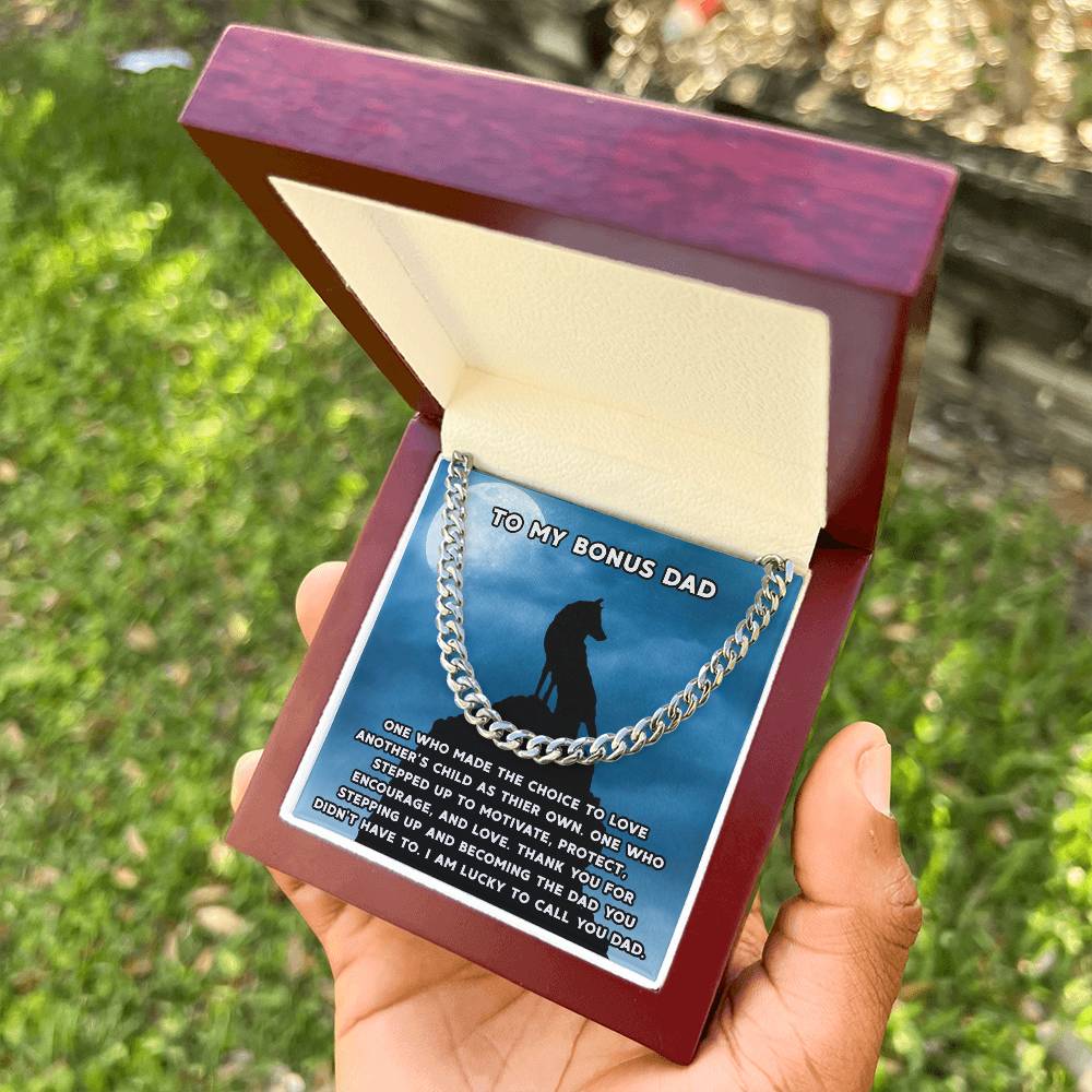 Step Dad Gift From Step Daughter Bonus Dad Gift From Bonus Son Fathers Day Sentimental Gift For Stepped Up Dad Cuban Link Chain