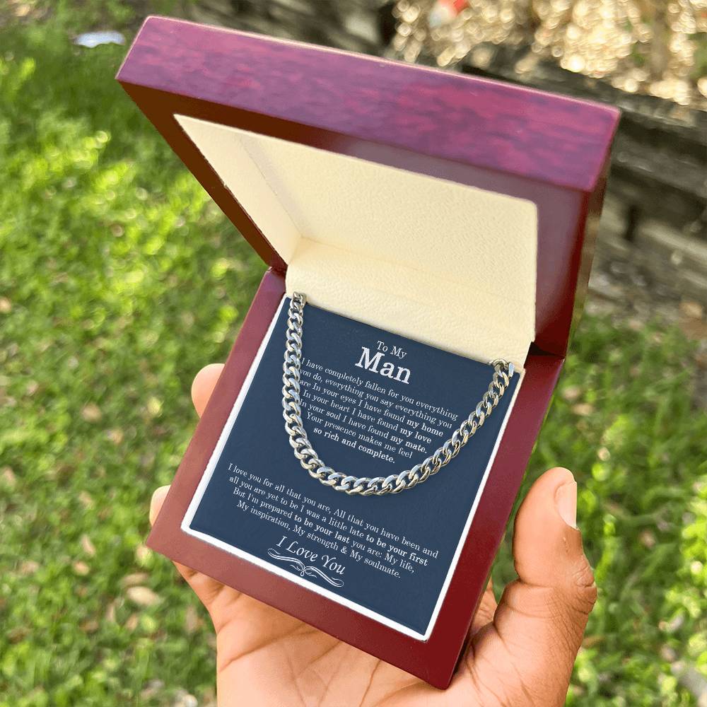 To My Man Chain Necklace Men Chain Necklace Sentimental Gift For Husband Boyfriend Anniversary Gift Valentine Gift Cuban Link Chain