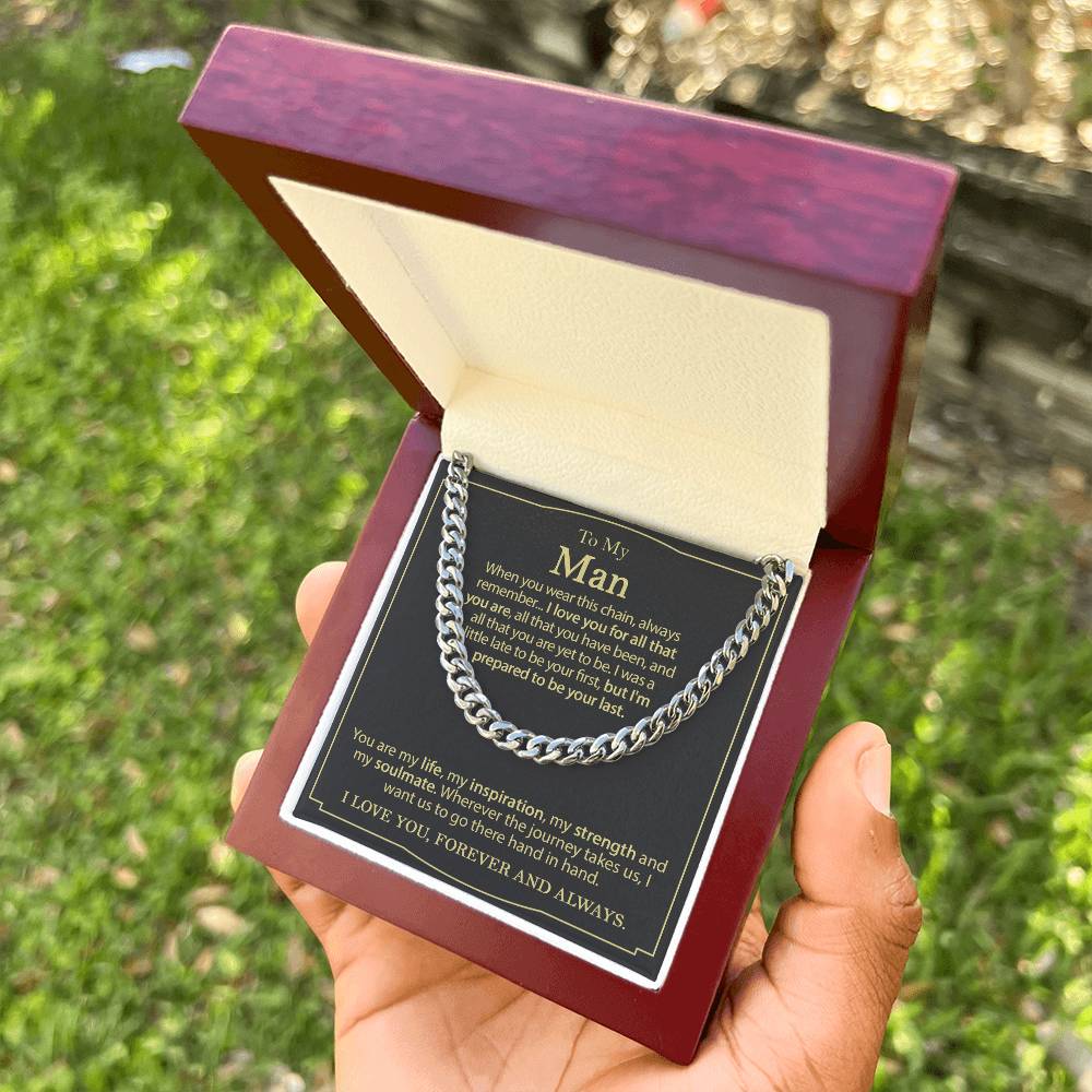 To My Man Necklace Cuban Chain Necklace For Him Romantic Birthday Gifts For Men Cuban Link Chain