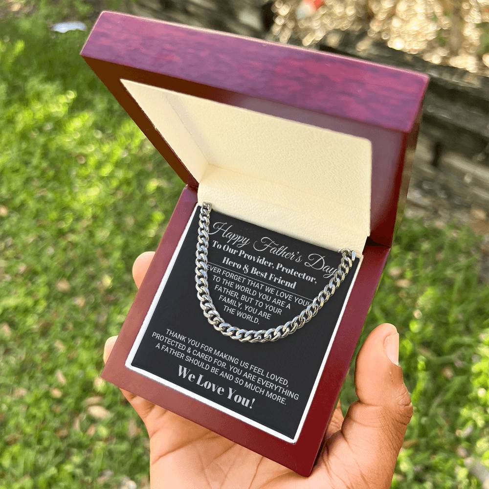 Our World Father's Day Necklace Cuban Link Chain