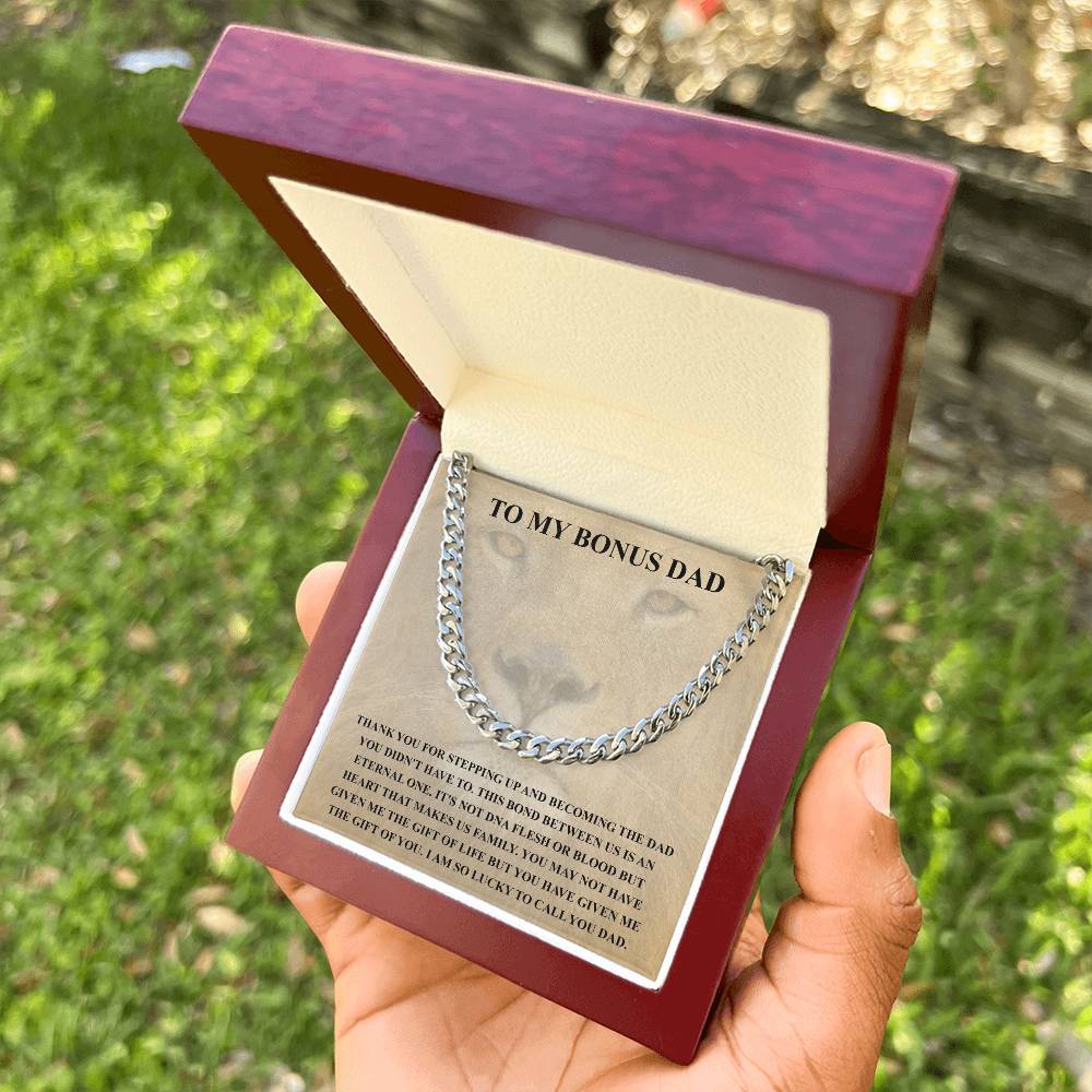 Step Dad Gift From Step Daughter Bonus Dad Gift From Bonus Son Fathers Day Sentimental Gift For Stepped Up Dad Cuban Link Chain