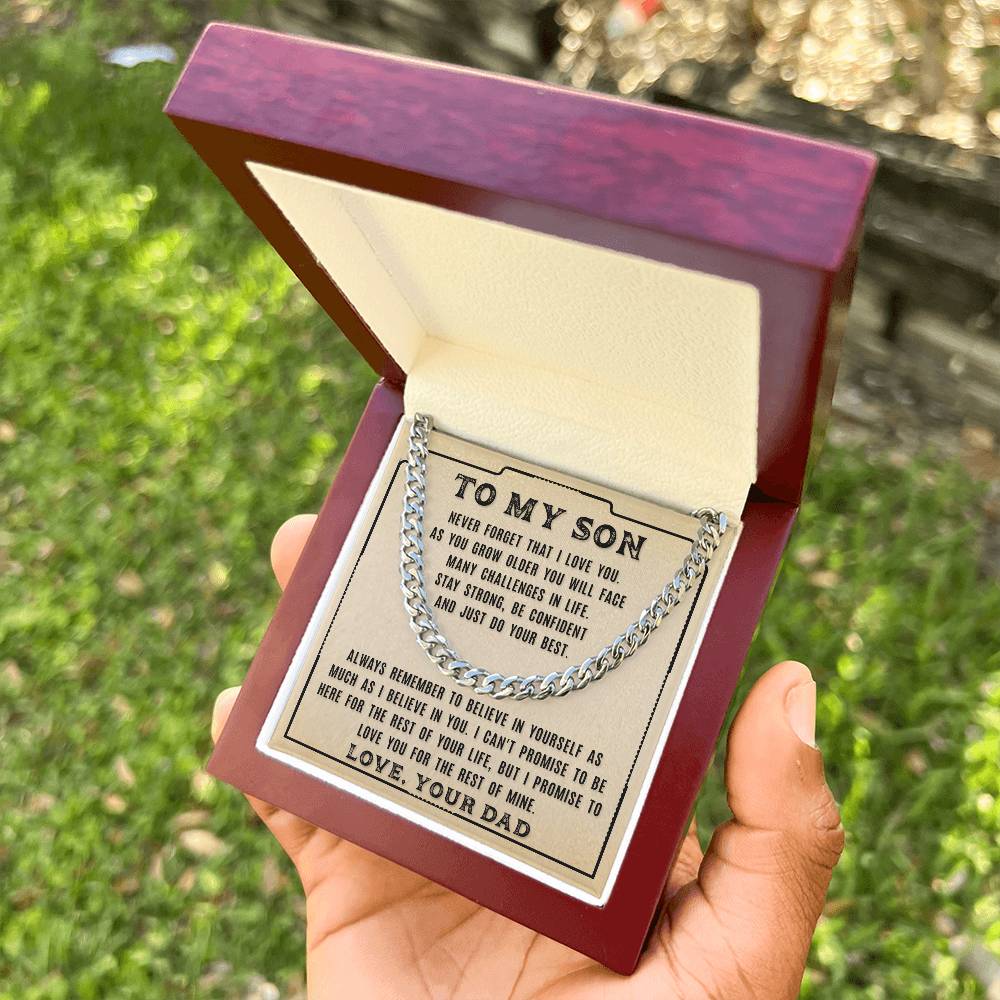 To My Son - Never Forget That - From Dad Cuban Link Chain