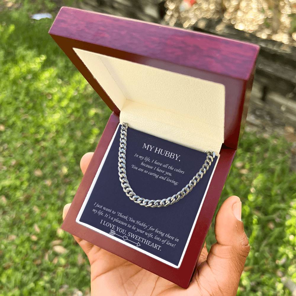 Valentine's Gift Cuban Necklace Husband -  Just Want To ‘Thank You Hubby’ For Being There In My Life Cuban Link Chain