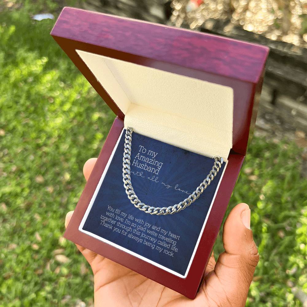 To My Amazing Husband Cuban Link Chain Necklace Gift For Husband From Wife