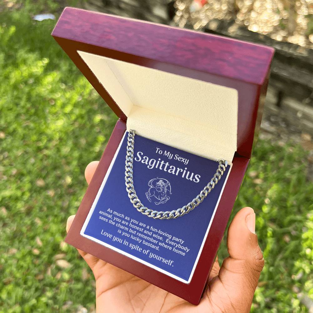 My Sexy Sagittarius Cuban Chain Link Necklace Gift From Wife Cuban Link Chain