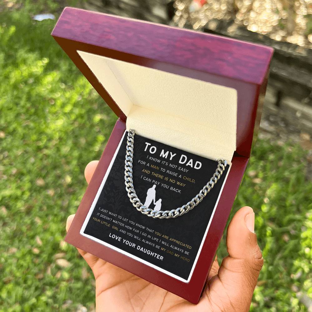 Cuban Link Chain Gift For Dad From Daughter.