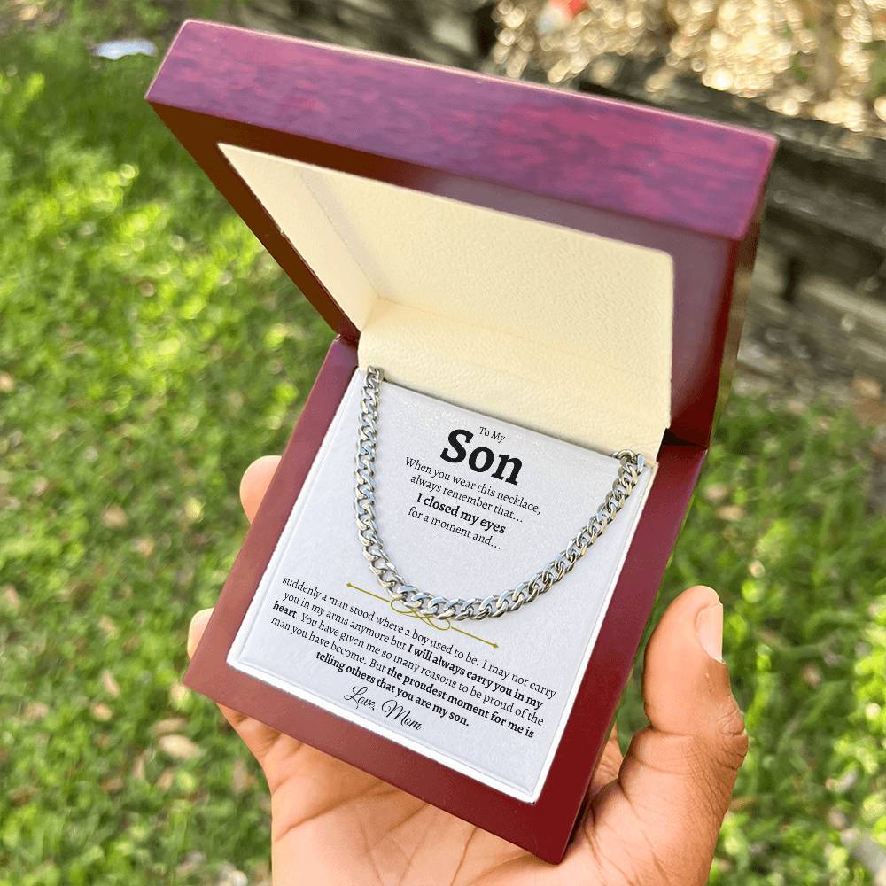 To My Son Chain Necklace Necklace For Son From Mom Gift For Him Birthday Graduation Cuban Link Chain