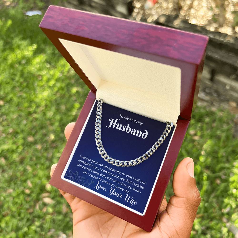 Cuban Link Chain Gift For Husband - I Love You Every Day Necklace