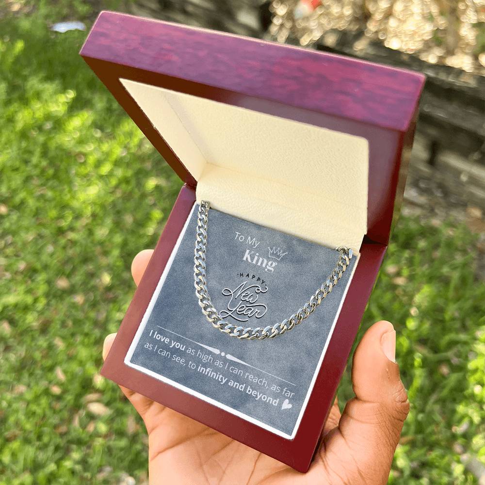 Necklace Gift For Boyfriend Husband  Happy New Year Gift Message Card Cuban Link Chain