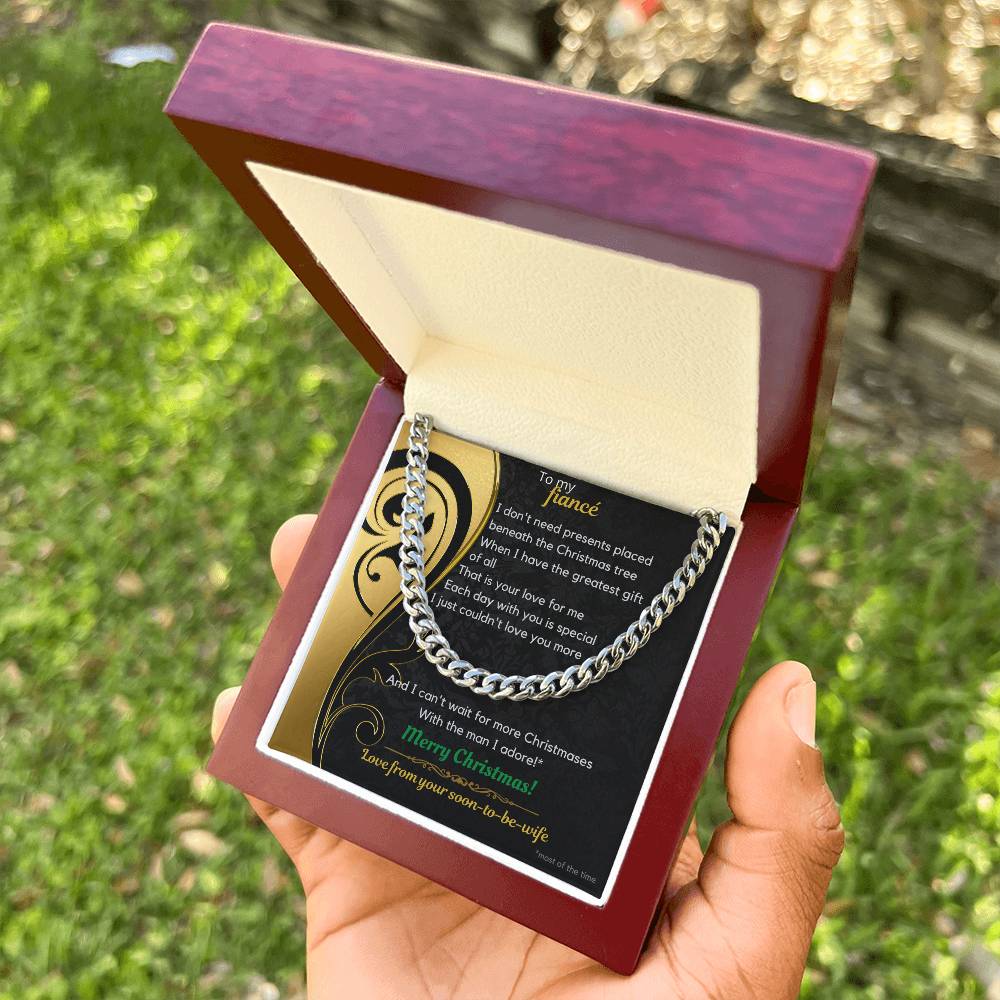 To My Fiancé Christmas Cuban Link Chain Necklace