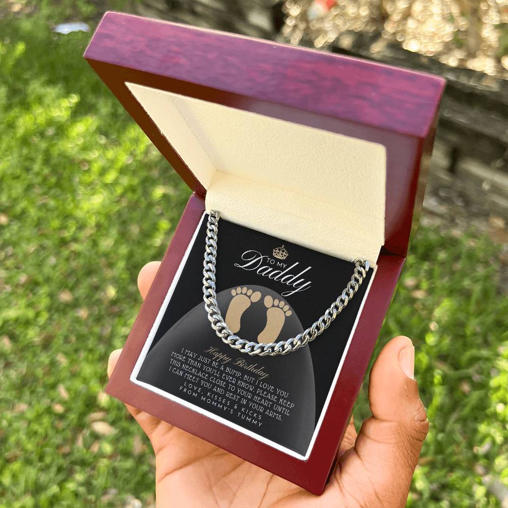 From A Bump To Daddy To My Daddy New Daddy Gift Daddy To Be Gift To My Daddy From A Bump Dad Necklace Gift New Dad Bir Cuban Link Chain