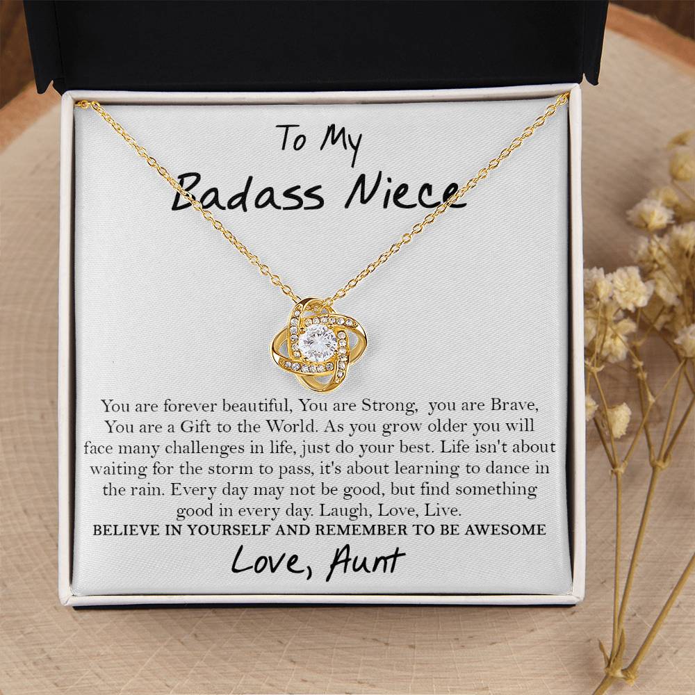 To My Badass Niece Necklace Gift For Niece From Aunt Gift For Birthday Wedding Graduation Auntie To Niec Love Knot Necklace