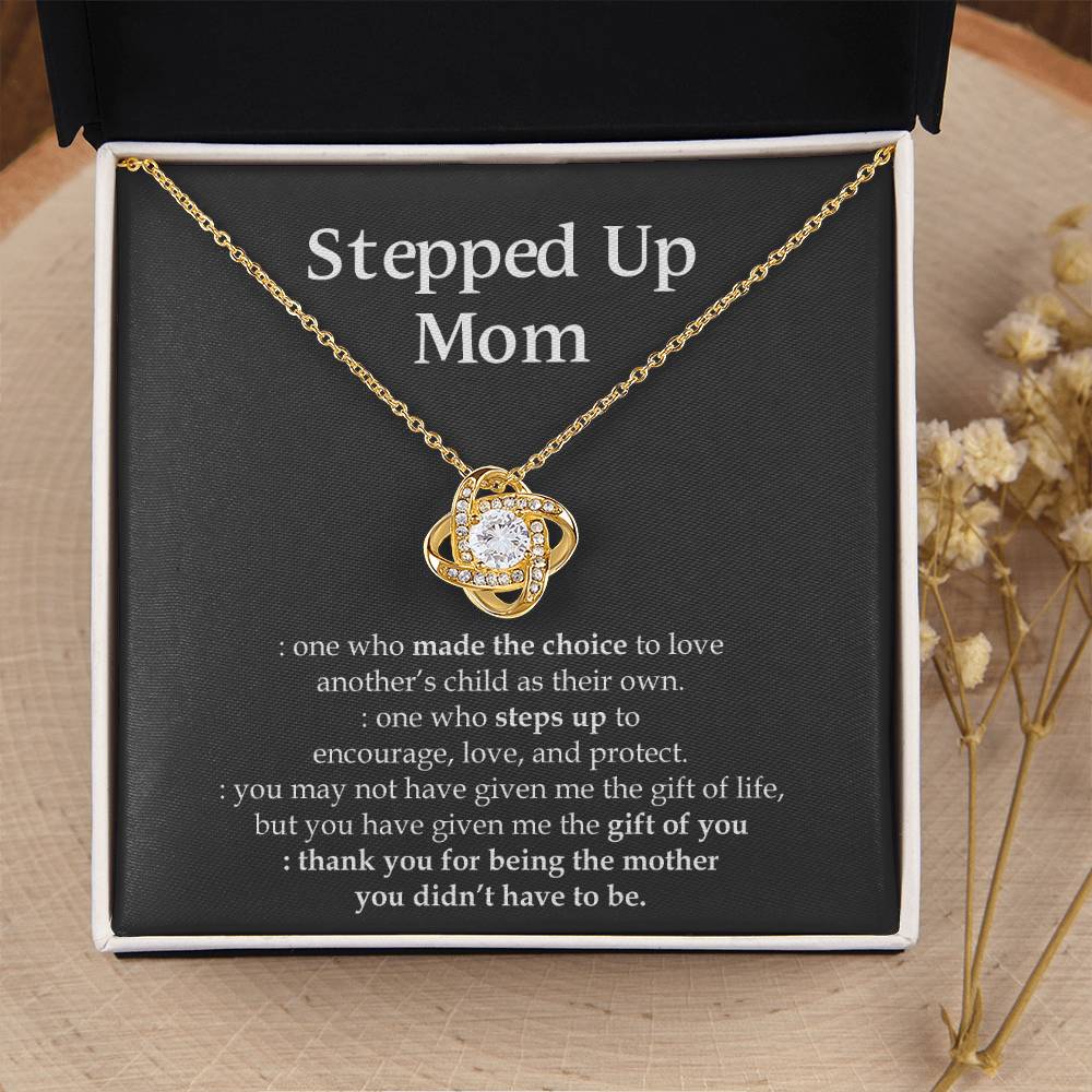 To My Beautiful Mom - Heart Melt Message Love Knot Necklace 1 Love Knot Necklace