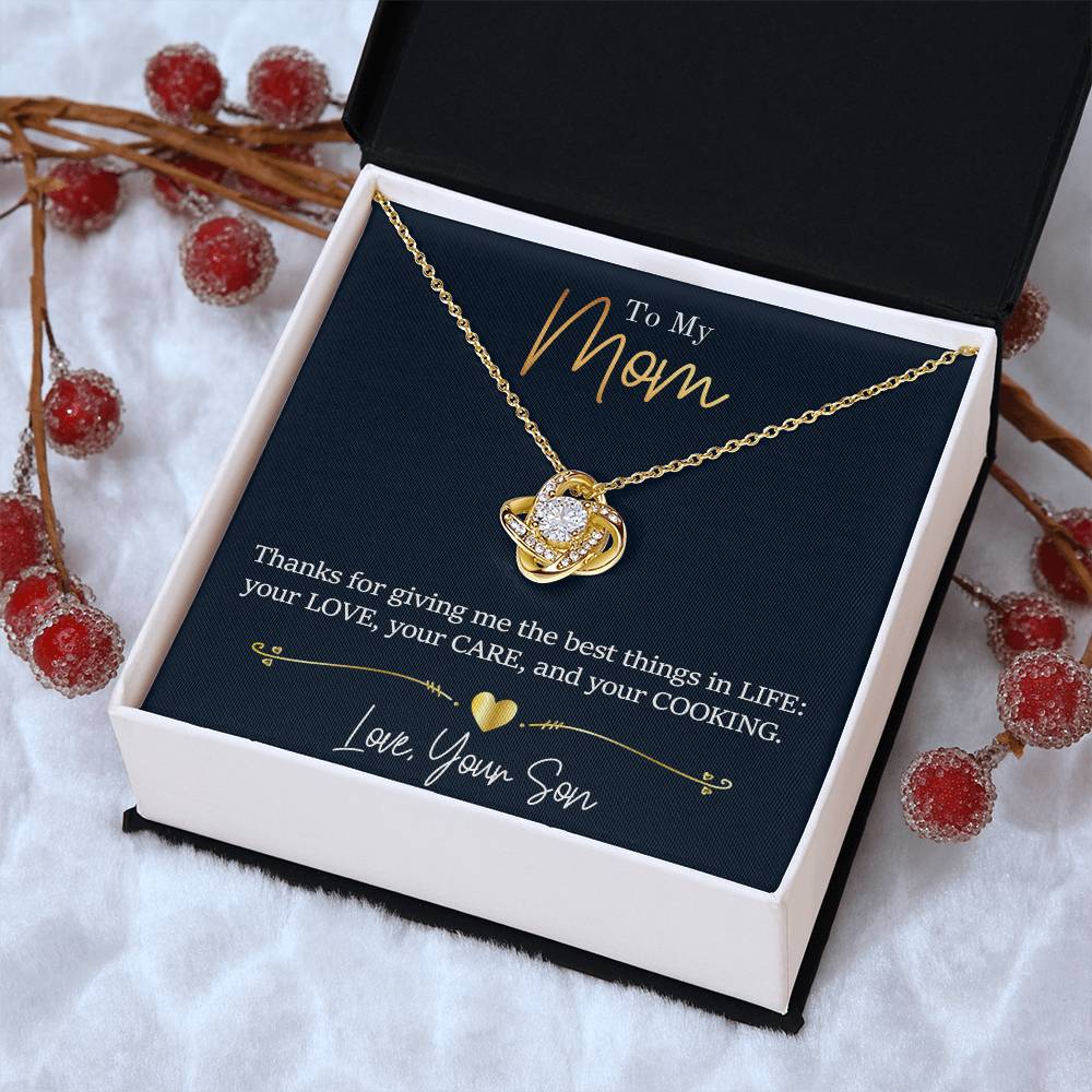 Mom - Thanks For Giving Me Love Knot Necklace