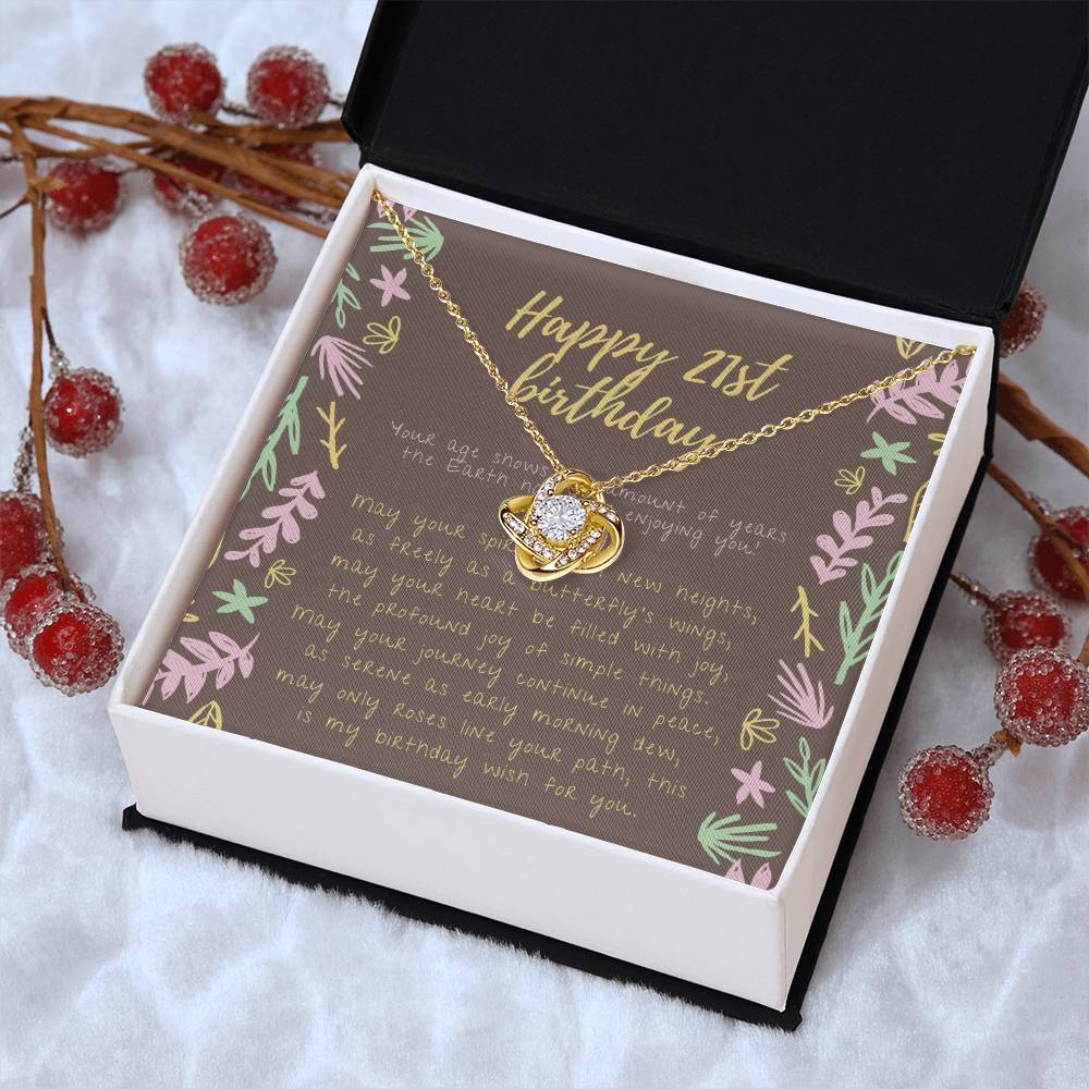Happy 21St Birthday Necklace 21St Birthday Gift For Her 21St Birthday Gift For Women 21St Birthday Gift Necklace Happy 21St Birthday Friend 21St Birthday Gift 21 Love Knot Necklace