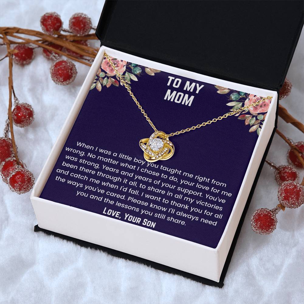 To My Mom- When I Was Little Love Knot Necklace