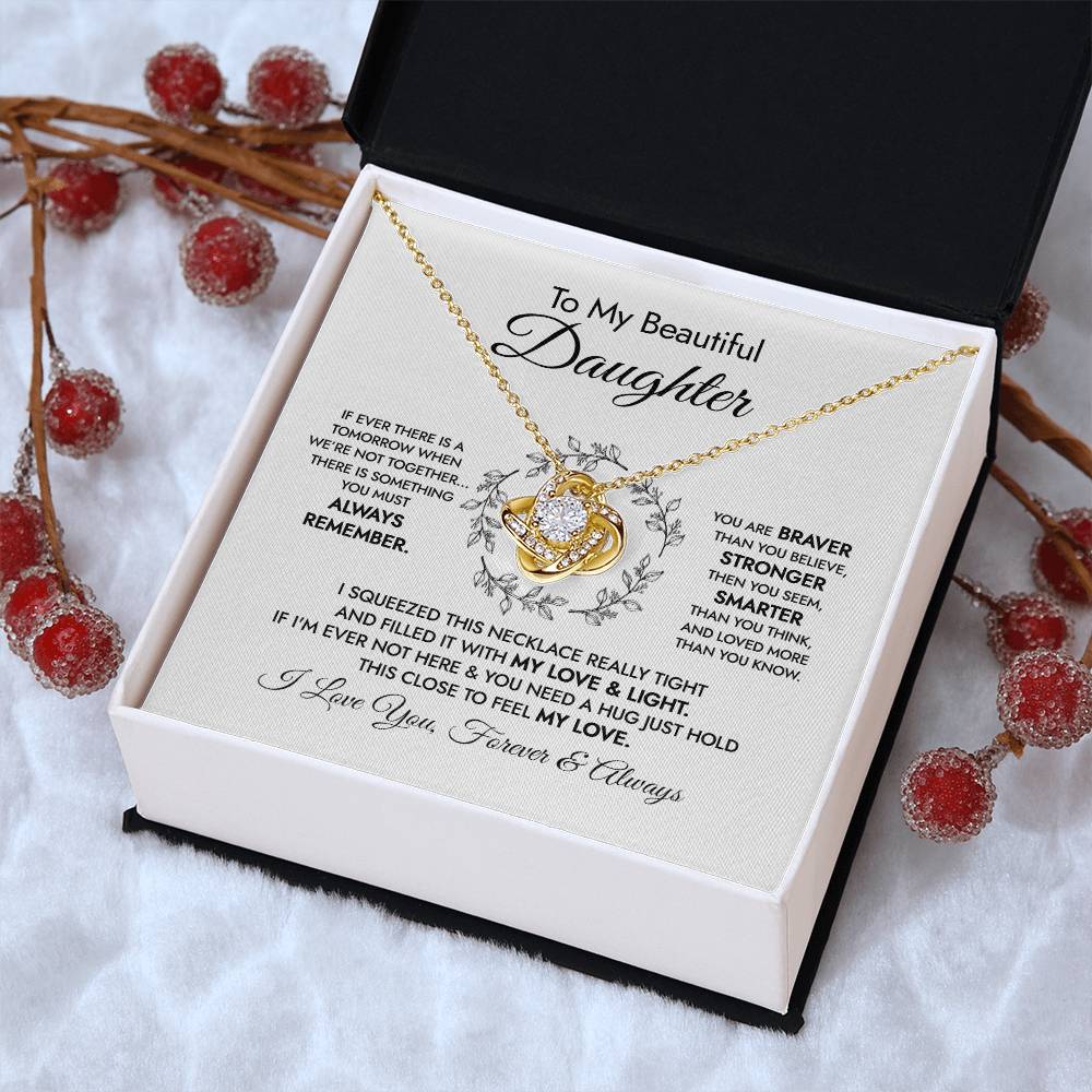 To My Beautiful Daughter Necklace Gift For Daughter From Mom Or Dad Sentimental Gift For Her Daughter Birthday Graduation Gift Love Knot Necklace