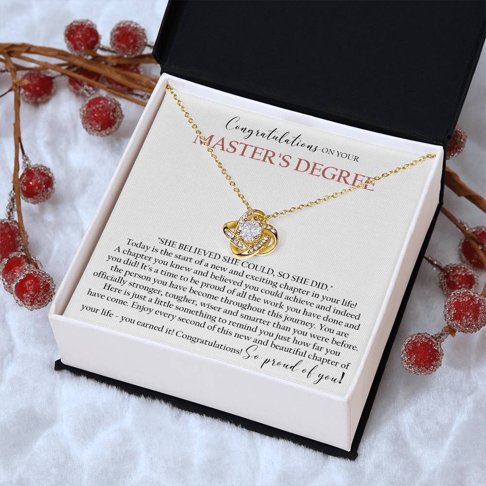 Master's Degree Graduation Gift Necklace Masters Graduation Gift Gift For Her Masters Degree Graduation Love Knot Necklace